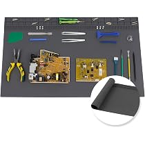 Tappetino per saldatura extra large da 70,6 x 40 cm, con cinturino da polso ESD e accessori di messa a terra, in silicone resistente al calore, tappetino da lavoro oversize per riparazione