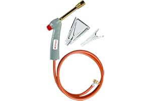 Cannello a Gas Butano per Idraulico Standard + Accessori - Flusso di gas 312 (g/h) - Potenza 4,3 kW - con Accessorio Cercoflam e Sverniciatore a Fiamma Piatta - Fiamma Ossidrica Saldatura - EXPRESS