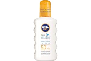 ‎NIVEA NIVEA SUN Sonnencreme Spray Kids Sensitive Protect & Play FP 50+ 200 ml, Sonnencreme Kinder und Babys ab 6 Monaten, Sonnencreme 50+ in praktischer Sprühflasche