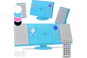 oneConcept Radio Portatile con Lettore CD HiFi, Radio FM con impianto Stereo Casa AUX + 2 Altoparlanti, Display LCD, Telecomando, Sveglia, MP3 e Ingresso SD, Impianto Hi Fi Stereo Casa Potente 3W