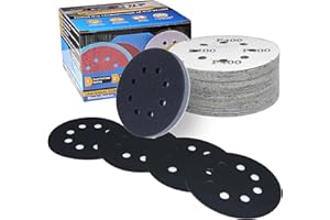 ALPXUXP 50 Pezzi Dischi Abrasivi 125mm Grana 400,Impermeabili Carta Vetrata 8 Fori con 1 Platorello Spugna per Levigatrici Orbitali