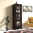 BAGARI ARTS Wood Book Shelf with Glass Door, Bookshelf for Home Library, Crockery Cabinet, Kitchen Crockery Cabinet Storage, Dining Room Furniture, Books Rack,Book Stand,BookCases,Shelves, Walnut