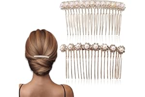 FBTOPNUM 2 Stück Legierung Strass Haar Seitenkämme Blume Kristall Haarnadeln Hochzeit Haarkamm Braut Schmuck Haarnadeln Kämme Französisches Haarschmuck für Frauen und Mädchen