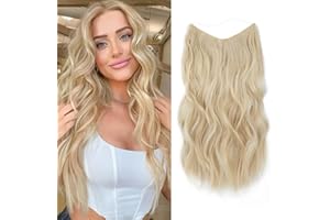 Ms Taj Invisible Secret Wire Extensions 50cm,Blonde Lange Haarverlängerungen mit Einstellbarer Größe Clips Synthetische,ein Stück lockiges Haarteile für Frauen
