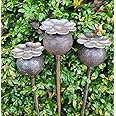 GAP GARDEN PRODUCTS 5ft (152cm tall) Plant stake Poppy Bud design (pack of 3) bare matal (rustic patina)