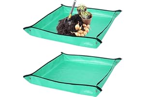 SUNYOK 2pcs Tapis de Jardinage Imperméable Tapis de Plantation de Fleurs Pliable 100 x 100 cm Outils de Rempotage Pot de Plante Semi Légume Intérieur Extérieur (Vert)