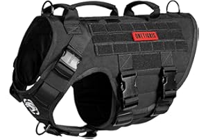 OneTigris Harnais tactique pour chien X Destroyer - Réglable, anti-traction, avec 3 poignées et 2 boucles en métal - Sécurité (noir) L