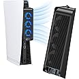 KIWIHOME Cooling Accessories for PS5, Horizontal Cooling Fan for PS5 With Led Light, Upgraded Quiet Cooler Fan With Usb3.0 Hubs, For PS5 Disc And Digital Edition(Black)