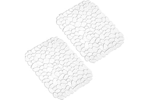 LEAZZLE Tappetino per Lavello Trasparente, Set di 2 Tappetini Lavello Cucina in PVC, 40x30cm Proteggi Lavandino Cucina, Tappetino per Lavello a Forma di Ciottolo per Il Fondo del Lavello della Cucina