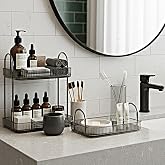 Bathroom Organizer Organizer Bathroom Shelf (Smoke Grey, Single + Two Tiers Set)
