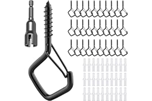 Jomdjmskes 30 Pcs Ganchos de Tornillo, Cáncamos Tornillo Acero Inoxidable con Seguridad, Ganchos Techo Atornillables Ojo Pernos para Cestas Plantas, Casas Pájaros, Carillones Viento, Negro