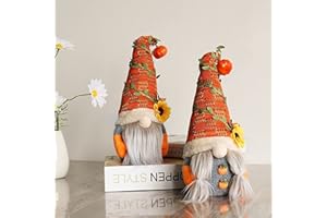 CASEETO PERMORMAK 2 Pcs Sunflower Faceless Doll, Thanksgiving Gnome Orange Autumn Pumpkin Doll, with Beard Braid Dolls Halloween Thanksgiving Farmhouse Table Ornaments