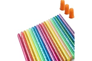 MissFox 50 Stück Heißklebesticks | Ø 11 x 200 mm Klebestifte für Heißklebepistole | Heißklebestifte Glitzer Bunte | Klebesticks 11mm für DIY Handwerk | Inklusive 3 Fingerschutzkappen