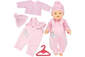 YAJIMAOY Completi per bambole, vestiti per bambole, bambole appena nate, accessori per bambole con cappello, pantaloni a maniche lunghe, per bambole 35-43 cm, regali per ragazze e ragazzi (A)