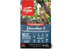 Orijen Guardian 8 | 1,8 kg | sucha karma dla dorosłych kotów | 90% składników pochodzenia zwierzęcego | ze świeżymi lub surowymi składnikami drobiu i ryb | naturalne źródła błonnika