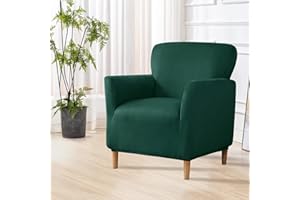 ‎SHANNA SHANNA Bankett Luxus Sesselbezüge: Moderne Samt 1Stück Stuhlhussen Super Weicher Waschbarer Einzelsofabezüge mit Armen, Freundlich für Kinder Haustiere (Dunkelgrün)