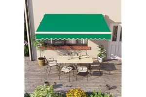 Green Bay 2.5 x 2m DIY Patio Retractable Manual Awning Garden Sun Shade Canopy Gazebo Green with Fittings and Crank Handle
