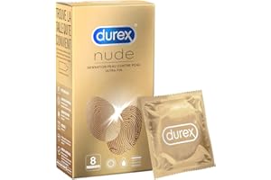 Durex NUDE - 8 Préservatifs pour Homme - Ultra Fins - Sensation Peau Contre Peau
