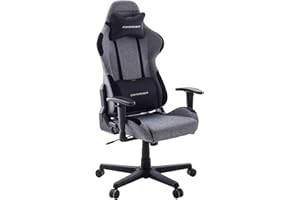 Robas Lund DXRacer 4.2 FD01 L/GN -New- Gaming-/ Büro-/ Schreibtischstuhl, mit Wippfunktion Gaming Stuhl Höhenverstellbarer Drehstuhl PC Stuhl Ergonomischer Chefsessel, grau-schwarz