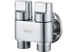 BRIMIX Double Control Heavy Duty Angle Valve G1/2 inch for Bathroom Toilet Kitchen (Silver)
