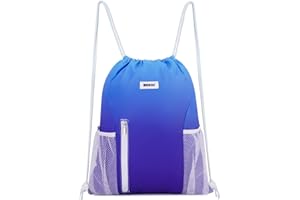 WANDF Plecak ze ściągaczem, worek gimnastyczny, wodoszczelny, nylonowy, z kieszenią zewnętrzną, regulowany ściągacz, worek gimnastyczny dla kobiet i mężczyzn, do uprawiania sportu i jogi