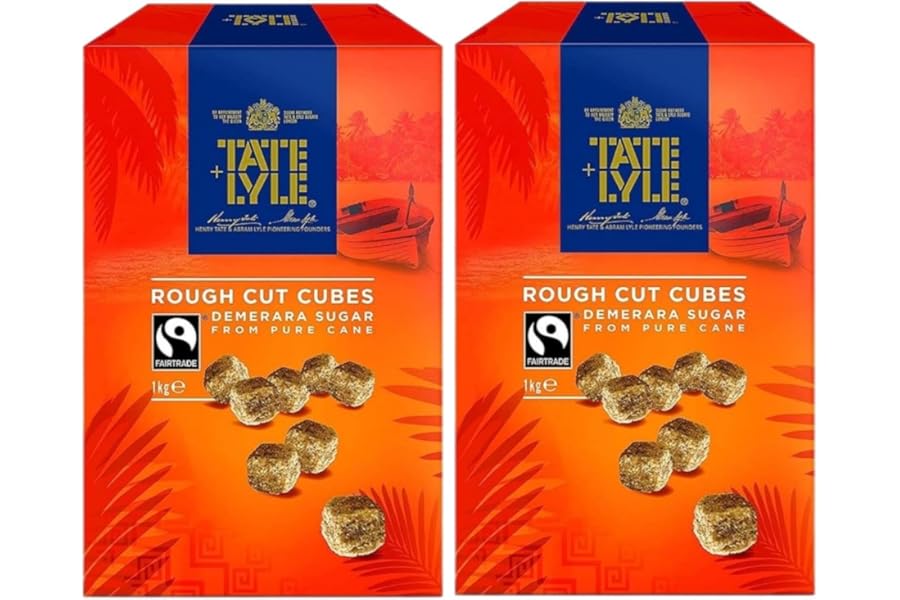 Demerara Rough Cut Sugar Cubes – 1 kg (Pack of 2)| Cane Sugar Cubes, Naturally Sweet & Aromatic – Ideal for Coffee, Tea & Cocktails | Packed by Saras Foods UK
