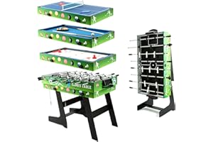 HLC 4 IN 1 Multi Sport Game Combination Table Set for Kids Pool Table, Foosball Table,Ping Pong Table, Slide Hockey for Family Parent-child Interactive Game Table for Kids (4ft, 1.2m)