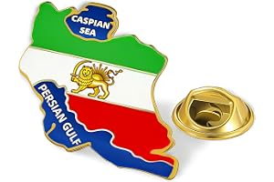 Iran Karta Brosch Stift Rostfritt Stål Persien Iran Flagga Lejon och Solkrona/Faravahar/Derafsh Kaviani Persisk Iransk Kavajs