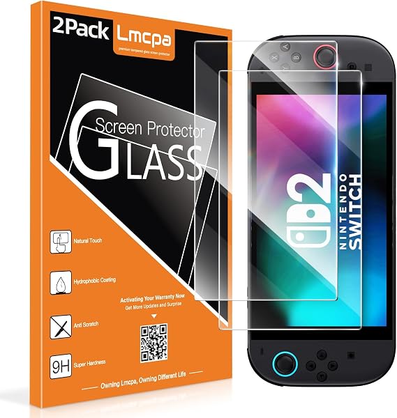 Lmcpa 2 Pack for 2025 Nintendo Switch 2 Screen Protector, Tempered Glass Easy Installation/Anti-Scratch/High Definition/9H Hardness for 2025 Nintendo Switch 2 - 1
