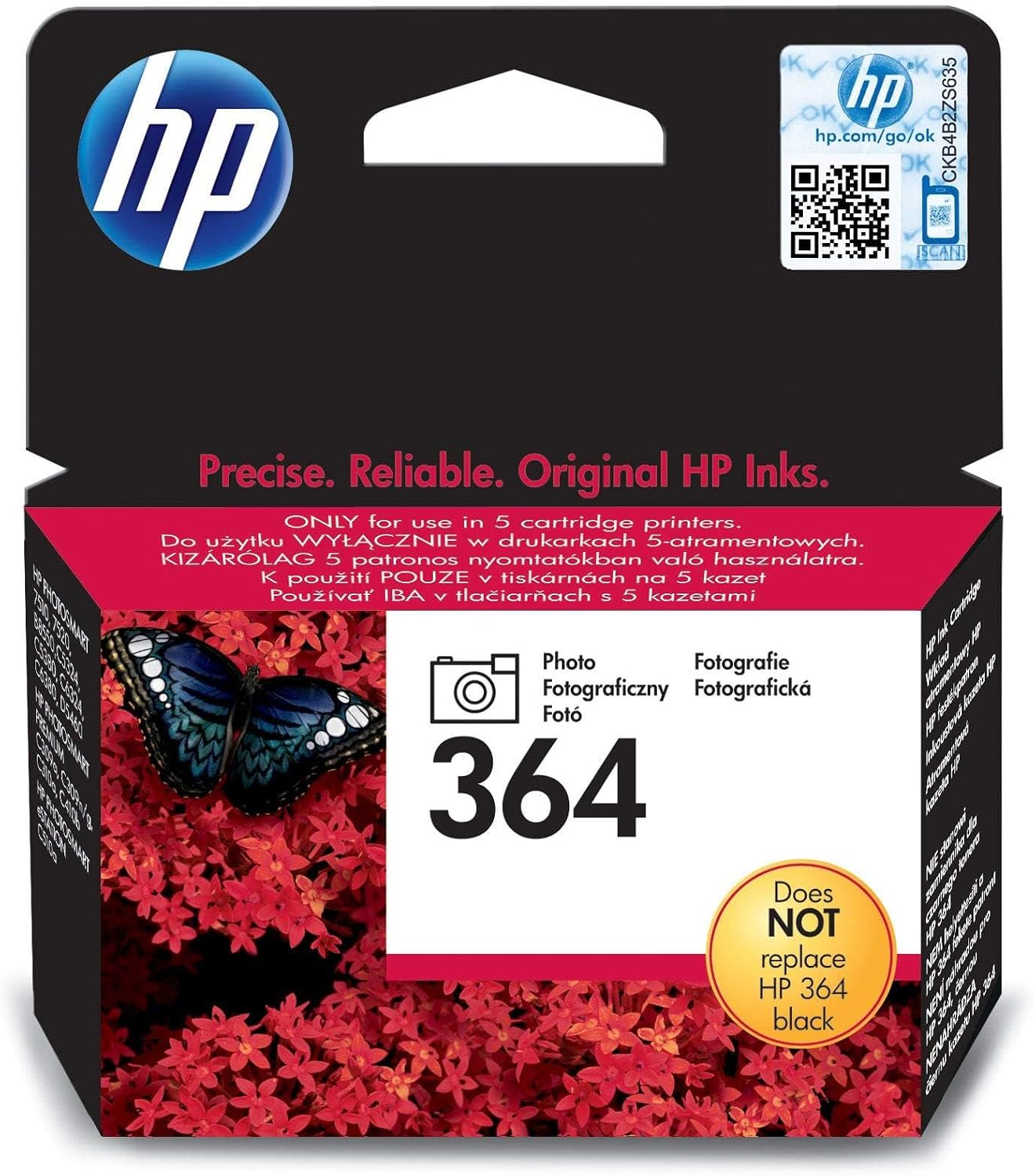 HP CB317EE 364 Original Ink Cartridge, Photo, Single Pack