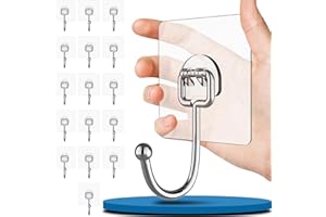 Vehepeay 16 Piezas Gran Ganchos Adhesivos para Pared (máximo 20 KG), Fuerte Gancho Adhesivo para Abjetos Grandes, Ganchos para Colgar Ideal para Baño,Cocina y Salón