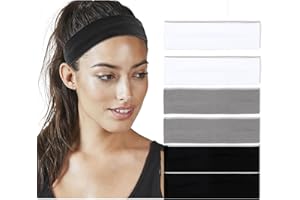 TOIONMM Zestaw 6 opasek na głowę do jogi, elastyczne opaski na włosy, antypoślizgowe opaski na włosy, do biegania, ćwiczeń gimnastycznych