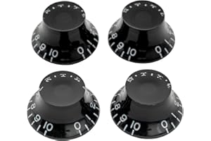 Musiclily Pro Imperial Pulgadas Tamaño Botones de Potenciómetros Forma de Sombrero Perillas para USA Guitarra Eléctrica Les Paul Style,Negro (Juego de 4)