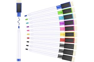 Meetory Pennarelli Lavagna Bianca Cancellabile, 10 Pezzi Pennarello Lavagna Cancellabili, Pennarelli Lavagna Bianca, Pennarelli Magnetici per Lavagna per Scuola Casa Ufficio, Colori Assortiti