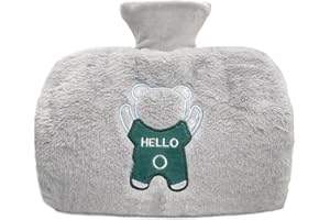 ACEBON Wärmeflasche, 1.5L Heißwasserbeutel mit Deckel für Heiß- und Kalttherapie, Hand-Fußwärmer, Menstruationsbeschwerden (Grau) es**