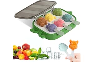 Bluelves Moldes Helados, 6 Pack Moldes para polos helados, Molde Helados Silicona con Palo, Poleras Helado para Bebé, Niño y Adultos（Animales）