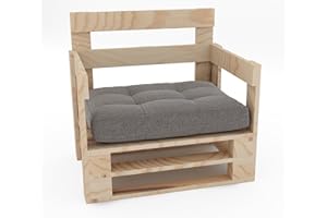 Lermowood Palettenmöbel Mpe Sessel 80 x 60 cm Natur | Europaletten Indoor und Outdoor Lounge Gartenmöbel Holz Gartenmöbel Set Lounge Möbel Terrasse Balkon Loft Stil Paletten