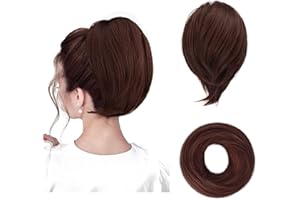 BARSDAR Extensión de Cola de Caballo, Pieza de Cabello Sintético Liso Extensiones de Cola de Caballo Totalmente Corta Accesorios de Cabello Elástico Fácil para Mujeres