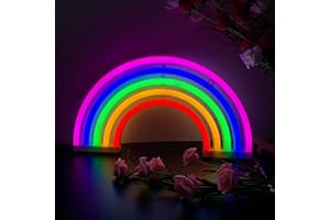 ENUOLI Rainbow Neon firmas arcobaleno luci al neon al neon Night Wall Night Light batteria/USB Labbra a lampada al neon Lampada al neon Segno in Neon Sign Room Decor Forest per la parete Festa di c