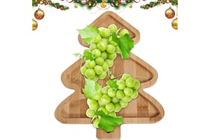 Gungtj Weihnachtsteller aus Holz, Weihnachtsgeschirrtablett aus Holz - Kreative weihnachtliche Vorspeisenteller Weihnachtsessentablett,Praktischer Brot-Holzteller, Weihnachtsbaum-Teller für das