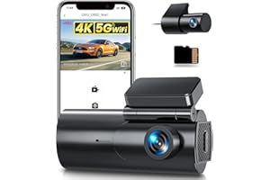 GKU Dashcam Cámara Coche 4K+1080P, 5GHz WiFi Dash CAM Coche con Tarjeta SD de 64GB,Camara Coche Grabadora,170° Gran Angular,Visión Nocturn,WDR,Sensor G,Monitor de Aparcamiento,Grabación de Bucle