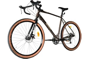 Corelli Bike Liga Terra.fx Gravel Bike Bicicletta in alluminio 27,5 pollici (marrone/bianco), altezza telaio (51 cm/55 cm), 14 marce, dischi freno