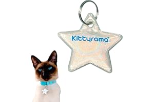 Kittyrama Reflektierender Katzenanhänger. Sicherheits-Katzenmarke. Leicht, gut sichtbar, wasserdicht. Passend für alle reflektierenden Katzenhalsbänder. Andere Stile verfügbar