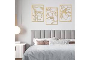 Yunjuhop Decoración Pared de Metal Decoración Dormitorio Matrimonio,Decoracion Salon,Arte Abstracto,Mujer Negra Soltera,Loto Cuadros Encima de la Cama Esculturas de Pared de Baño