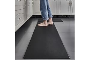 DECORN Cushioned Anti-Fatigue Mat, Non-Skid Waterproof Wipeable Thickened Comfort Standing Foam Mat - For Kitchen, Floor, Home, Office (black, 45cm×150cm)