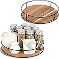sddjqy Farmhouse 9" Lazy Susan Turntable Organizer for Table Top, Round Wooden Lazy Susan for Cabinet Kitchen Countertop Pantry Coffee Table for Condiments Spices, Bathroom Vanity Tray for Soap Candle