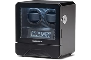 BARRINGTON Automatic Watch Winder for 2 Watches in Black Premium Watch Winder Box with a Super Quiet Motor Stylish LED Digital Display Watch Organiser