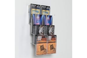 Wonderwall Wall Mounted Leaflet Holder | Literature Display | 8 x A5 | Clear Pockets | Expanda-Stand System | Ideal for Reception Areas