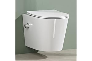 Mai & Mai Hänge WC Toilette Wand-WC mit Bidet-Funktion Spülrandlos Weiß aus Keramik Wandmontage mit Absenkautomatik Aachen601