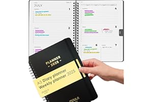 MILULA STUDIOS A5 Diary 2025 - Minimalist Appointment Planner January to December - Weekly and Daily Planner for Work and Academic Organization